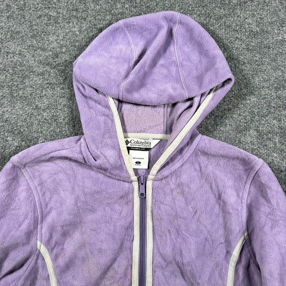 Columbia Fleece Hoodie Womens Size L Purple Full Zip Soft Activewear 66703